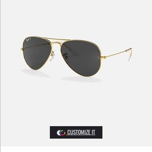 Authentic Black Lense Gold Frame Aviator Rayban Sunglasses